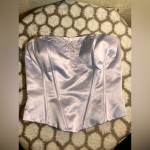 Strapless Satin Corset Top in Light Lavender 10